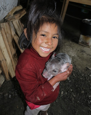 girl with andrea the pig